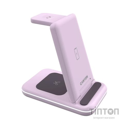 Зарядний пристрій Canyon WS-304 Foldable 3in1 Wireless charger Iced Pink (CNS-WCS304IP)