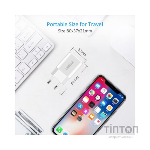 Зарядний пристрій Choetech 2xUSB 5V/2A (C0030EU-WH)