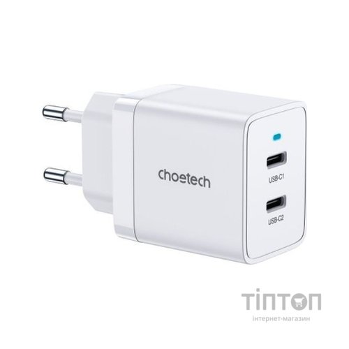 Зарядний пристрій Choetech 2xUSB-C 40W PD/QC/PPS (Q5006-EU-WH)