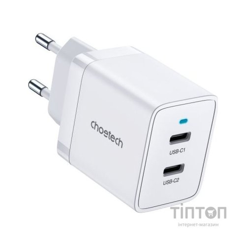 Зарядний пристрій Choetech 2xUSB-C 40W PD/QC/PPS (Q5006-EU-WH)