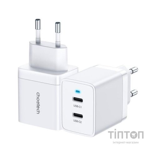 Зарядний пристрій Choetech 2xUSB-C 40W PD/QC/PPS (Q5006-EU-WH)