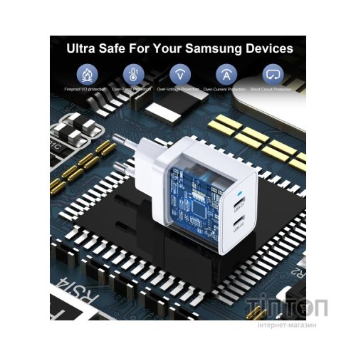 Зарядний пристрій Choetech 2xUSB-C 40W PD/QC/PPS (Q5006-EU-WH)
