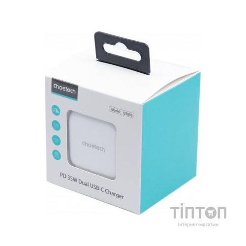 Зарядний пристрій Choetech 2xUSB-С 35W PD/QC (Q5008-EU-WH)