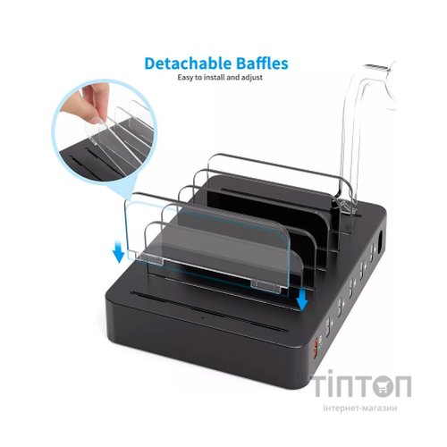 Зарядний пристрій Choetech 6xUSB 68W Charing Station (6хUSB-A) 2xMicroUSB 2xLighting 2xUCB-C (Q3008-EU-BK)