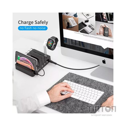 Зарядний пристрій Choetech 6xUSB 68W Charing Station (6хUSB-A) 2xMicroUSB 2xLighting 2xUCB-C (Q3008-EU-BK)