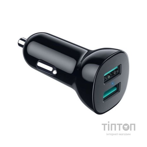 Зарядний пристрій Choetech car 2хUSB-A 36W QC black (C0051-BK)