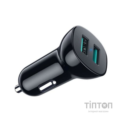 Зарядний пристрій Choetech car 2хUSB-A 36W QC black (C0051-BK)