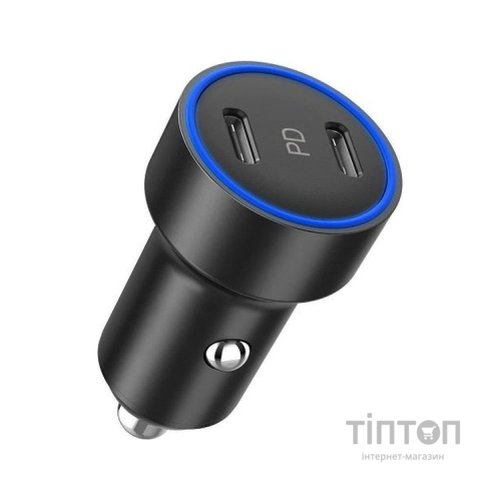 Зарядний пристрій Choetech car 2хUSB-C 40W PD black (С0054-BK)