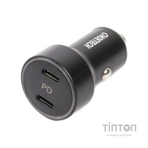 Зарядний пристрій Choetech car 2хUSB-C 40W PD black (С0054-BK)