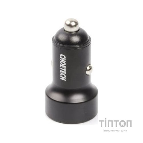 Зарядний пристрій Choetech car 2хUSB-C 40W PD black (С0054-BK)