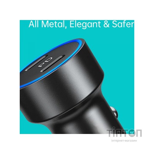 Зарядний пристрій Choetech car 2хUSB-C 40W PD black (С0054-BK)