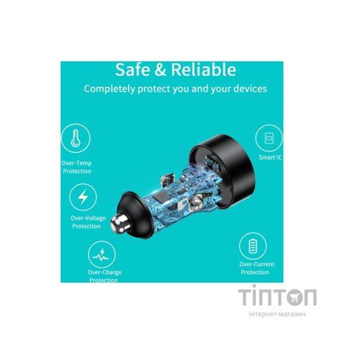 Зарядний пристрій Choetech car 2хUSB-C 40W PD black (С0054-BK)