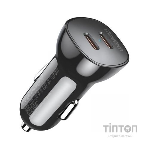 Зарядний пристрій Choetech car 2хUSB-C 40W PD black (TC0008-BK)