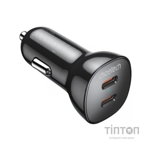 Зарядний пристрій Choetech car 2хUSB-C 40W PD black (TC0008-BK)