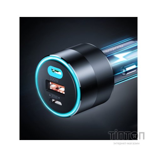 Зарядний пристрій Choetech car 2хUSB-C+USB-A 130W QC3.0/PD/PPS black (TC0011-BK)