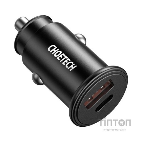 Зарядний пристрій Choetech Car USB-A/USB-C 30W QC3.0/PD (TC0006-V2-BK)