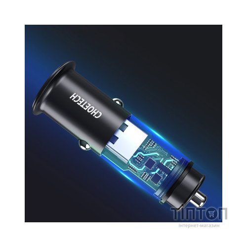 Зарядний пристрій Choetech Car USB-A/USB-C 30W QC3.0/PD (TC0006-V2-BK)