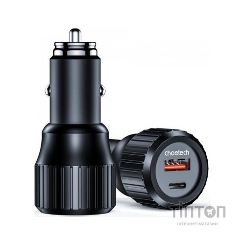 Зарядний пристрій Choetech car USB-A/USB-C 63W QC3.0/PD/PPS black (TC0010-BK)