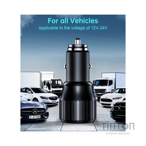 Зарядний пристрій Choetech car USB-A/USB-C 63W QC3.0/PD/PPS black (TC0010-BK)
