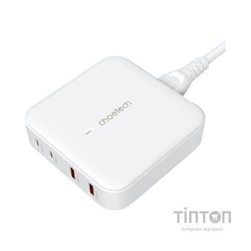 Зарядний пристрій Choetech GaN 2 USB-A / 2 USB-C 100W QC3.0/PD/PPS (PD8008-EU-WH)