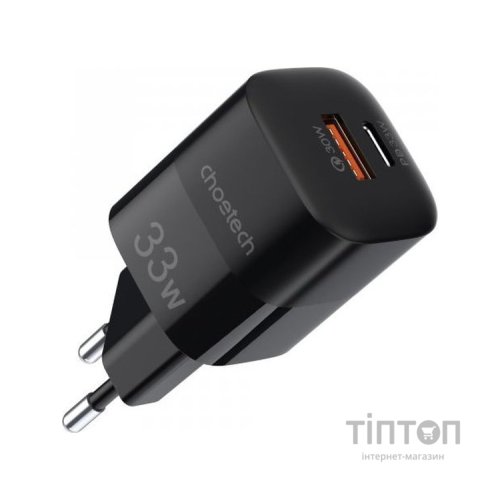 Зарядний пристрій Choetech GaN USB-A/USB-C 33W QC3.0/PD/PPS (PD5006-EU-BK)