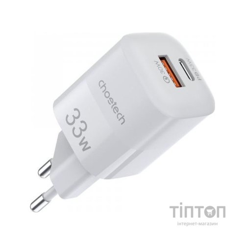 Зарядний пристрій Choetech GaN USB-A/USB-C 33W QC3.0/PD/PPS (PD5006-EU-WH)