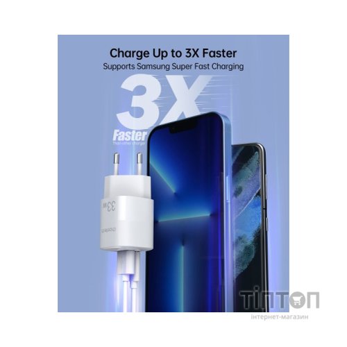 Зарядний пристрій Choetech GaN USB-A/USB-C 33W QC3.0/PD/PPS (PD5006-EU-WH)