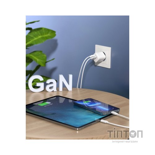 Зарядний пристрій Choetech GaN USB-A/USB-C 33W QC3.0/PD/PPS (PD5006-EU-WH)