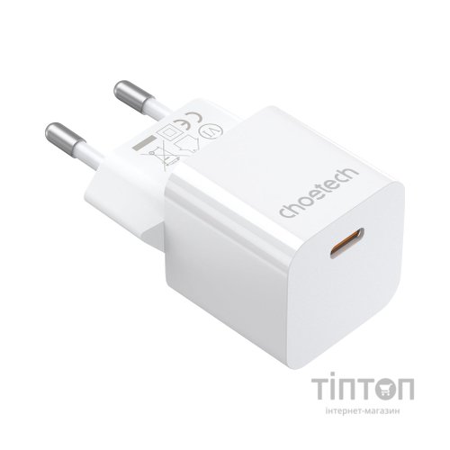 Зарядний пристрій Choetech GaN USB-C 20W QC3.0/PD/PPS (PD5010-EU-WH)