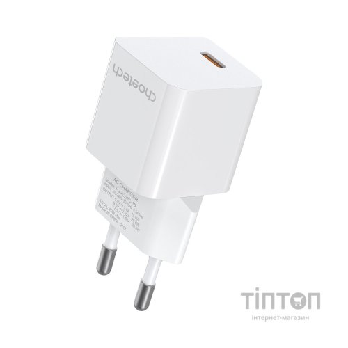 Зарядний пристрій Choetech GaN USB-C 20W QC3.0/PD/PPS (PD5010-EU-WH)