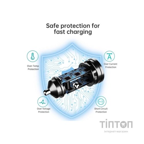 Зарядний пристрій Choetech USB-C+USB-A 60W QC3.0/PD/PPS black (TC0014-BK)