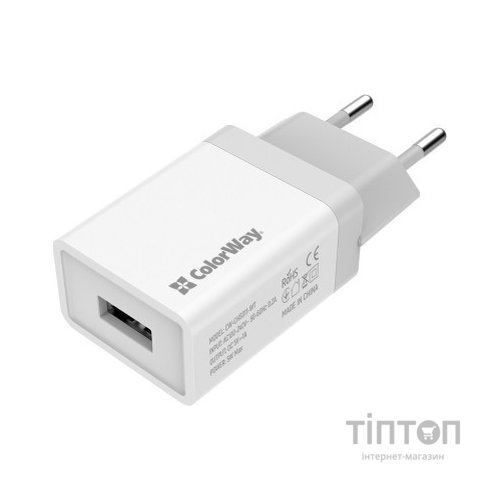 Зарядний пристрій ColorWay 1USB 1A (CW-CHS011-WT)