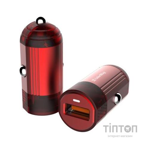 Зарядний пристрій ColorWay 1USB Quick Charge 3.0 (18W) red (CW-CHA012Q-RD)