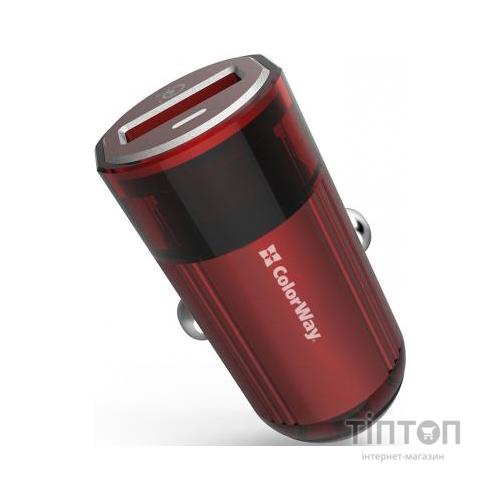 Зарядний пристрій ColorWay 1USB Quick Charge 3.0 (18W) red (CW-CHA012Q-RD)