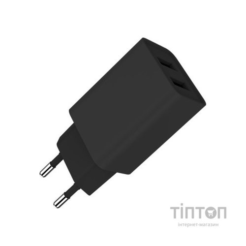 Зарядний пристрій ColorWay 2USB AUTO ID 2.1A (10W) black (CW-CHS015-BK)