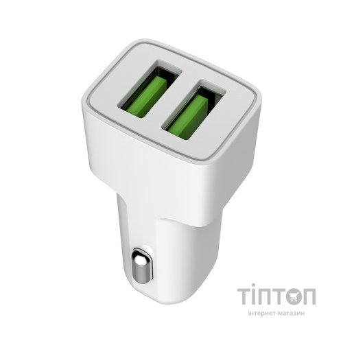 Зарядний пристрій ColorWay 2USB AUTO ID 2.4A (12W) white (CW-CHA009-WT)