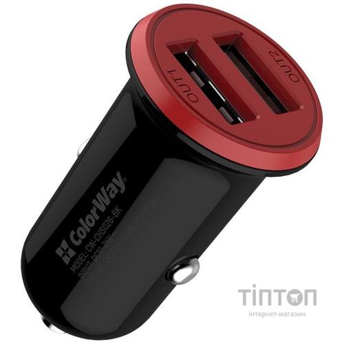 Зарядний пристрій ColorWay 2USB AUTO ID 3.4A (17W) red/black (CW-CHA026-BK)