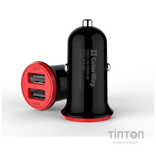 Зарядний пристрій ColorWay 2USB AUTO ID 3.4A (17W) red/black (CW-CHA026-BK)