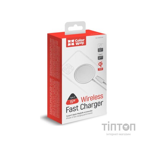 Зарядний пристрій ColorWay MagSafe Charger 15W (White) (CW-CHW27Q-WT)