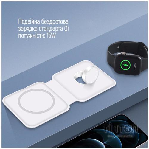 Зарядний пристрій ColorWay MagSafe Duo Charger 15W for iPhone (White) (CW-CHW32Q-WT)