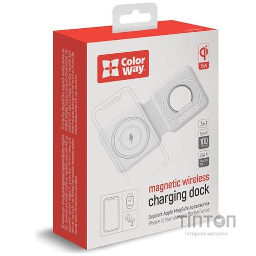 Зарядний пристрій ColorWay MagSafe Duo Charger 15W for iPhone (White) (CW-CHW32Q-WT)