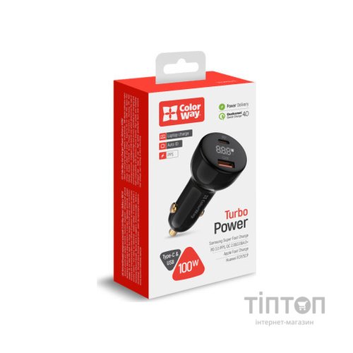 Зарядний пристрій ColorWay Power Delivery PPS USB (USB-A + USB-C) (100W) Black (CW-CHA044PD-BK)