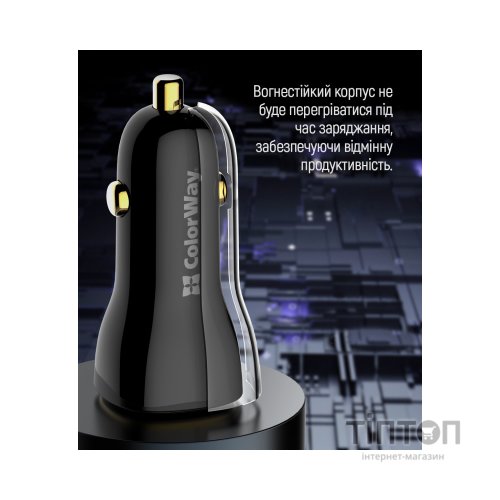 Зарядний пристрій ColorWay PowerDelivery PPS USB (USB-A + USB-C) (60W) Black (CW-CHA046PD-BK)