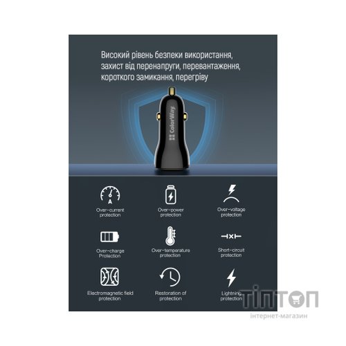 Зарядний пристрій ColorWay PowerDelivery PPS USB (USB-A + USB-C) (60W) Black (CW-CHA046PD-BK)