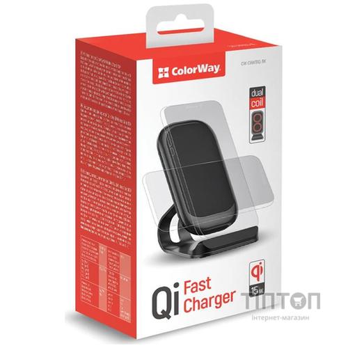 Зарядний пристрій ColorWay Wireless Stand 15W Black (CW-CHW31Q-BK)