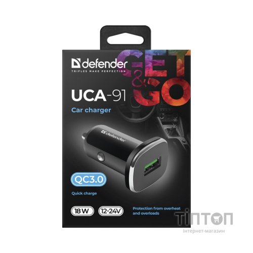 Зарядний пристрій Defender 1xUSB 18W (USB-A) QC3.0 3А UCA-91 (83830)