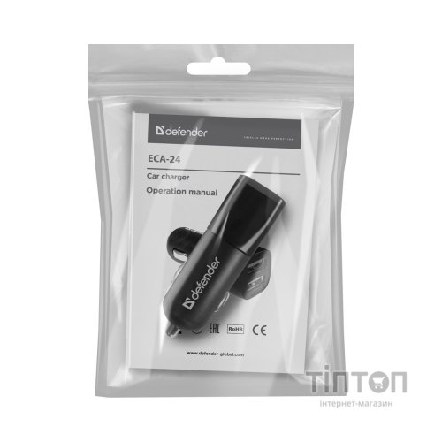 Зарядний пристрій Defender 2xUSB 12W 2.1A ECA-24 (83824)