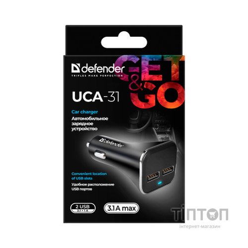 Зарядний пристрій Defender 2xUSB 15W (2xUSB-A) UCA-31 5V/3.1A (83597)