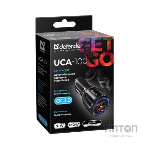 Зарядний пристрій Defender 2xUSB 30W (2xUSB-A) QC3.0 3А UCA-100 (83833)