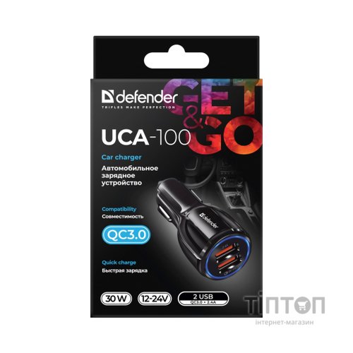 Зарядний пристрій Defender 2xUSB 30W (2xUSB-A) QC3.0 3А UCA-100 (83833)